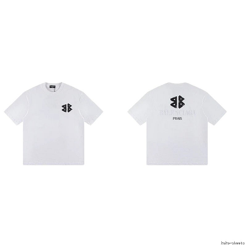 Balenciaga Double-B Print Street Style White T-Shirt