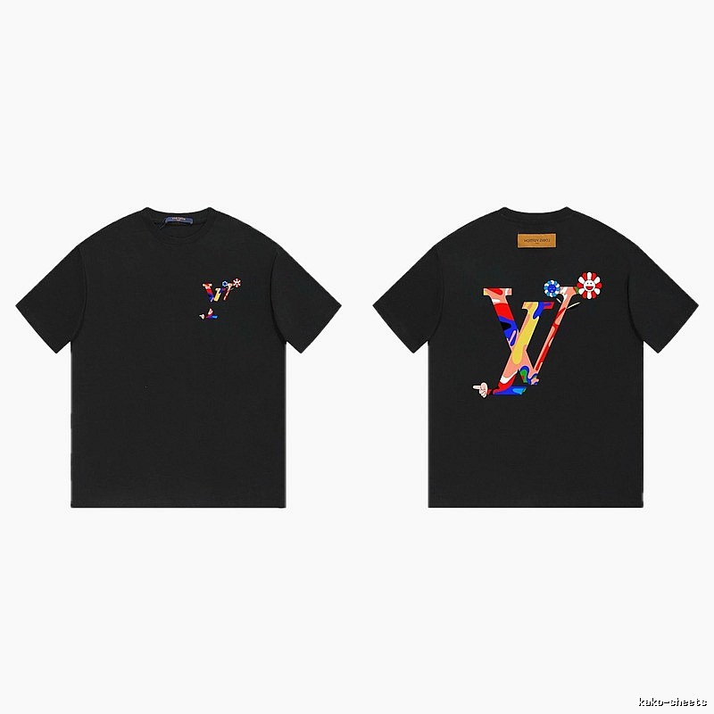 Louis Vuitton Sunflower Co-branded Trendy Black T-shirt