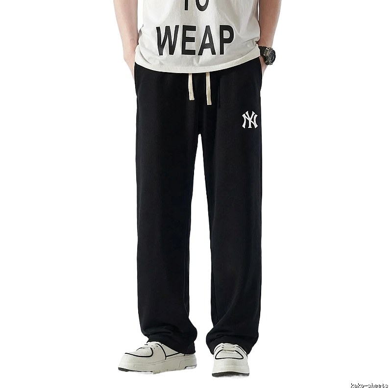 MLB fleece-lined and thickened casual black pants