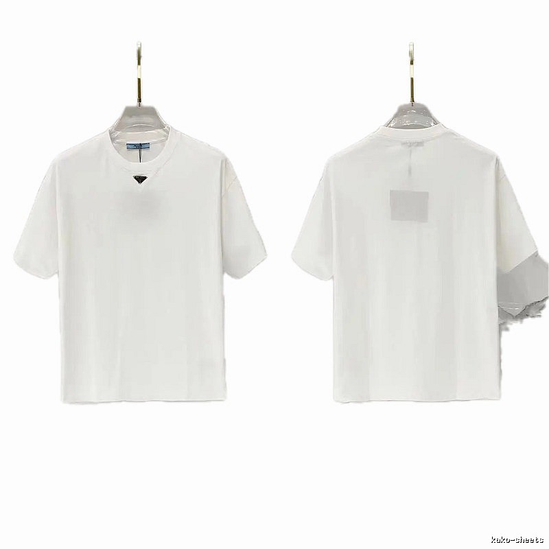 Prada Triangle Logo Minimalist Style White T-Shirt