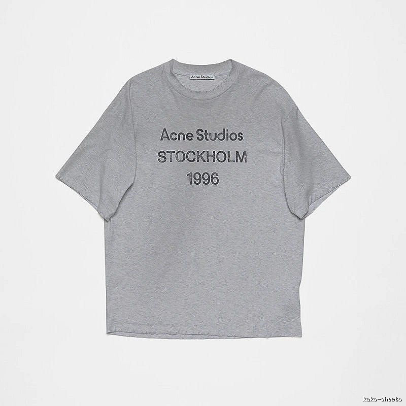 Acne Studios 2090-80 Gray Style Ac908026 Stockholm Logo T-Shirt Streetwear Look