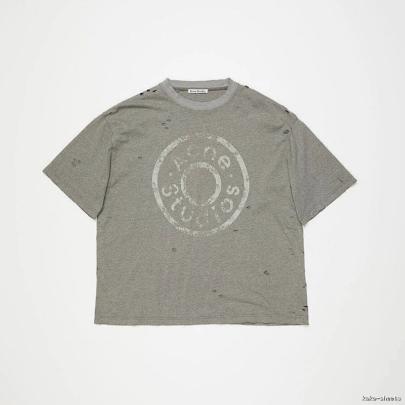 Acne Studios 2090-80 Gray Style Ac908041 Stockholm Logo T-Shirt Warm Weather