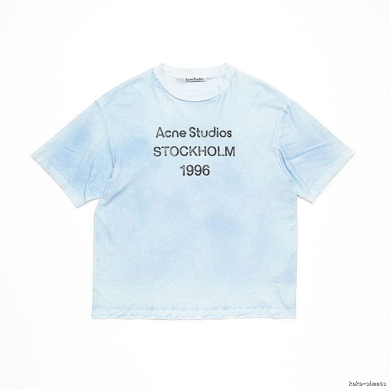 Acne Studios 2090-80 Light Blue Style Ac908046 Stockholm Logo T-Shirt Gift Ready