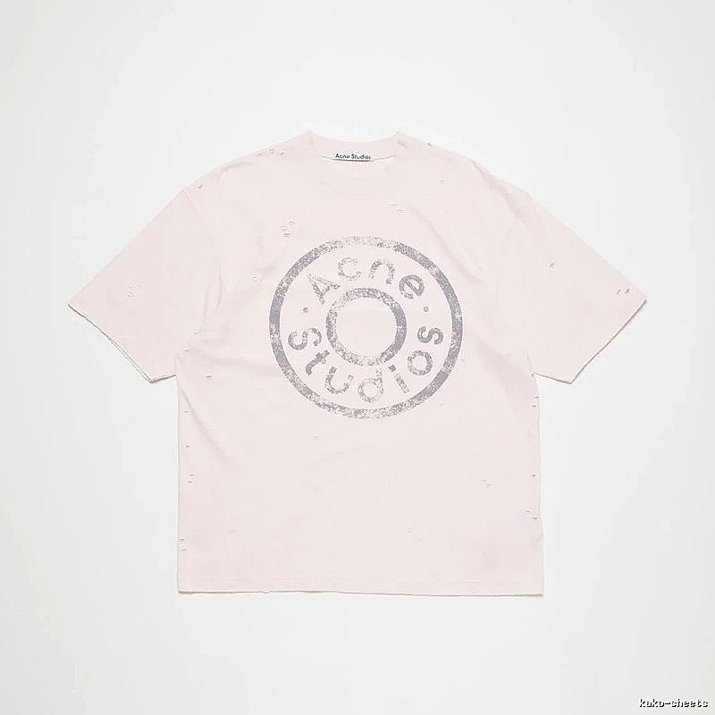 Acne Studios 2090-80 Pink Multicolor Pink Style Ac908041 Stockholm Logo T-Shirt Commuter Look