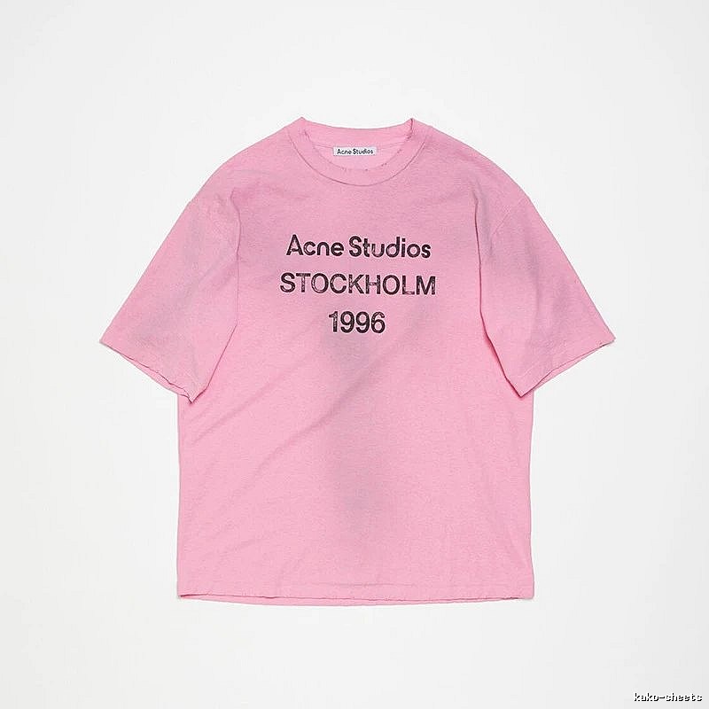 Acne Studios 2090-80 Pink Red Style Ac908026 Stockholm Logo T-Shirt Weekend Wear