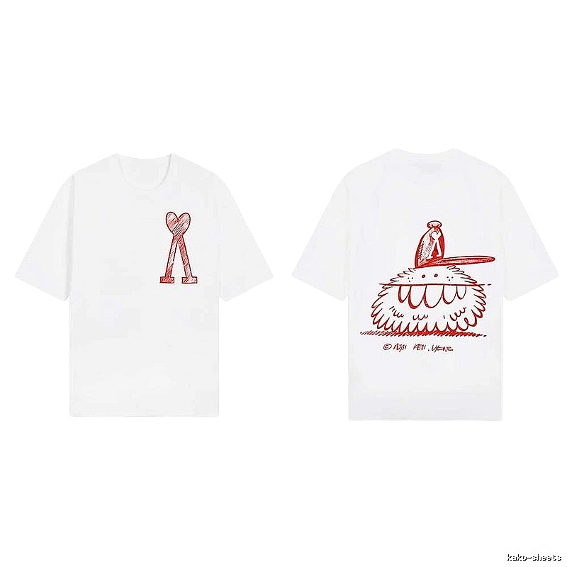 AMI cartoon printed white T-shirt