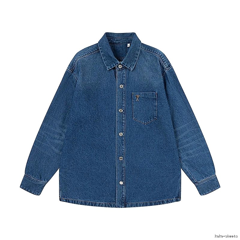 AMI Denim Blue Retro Style Denim Shirt
