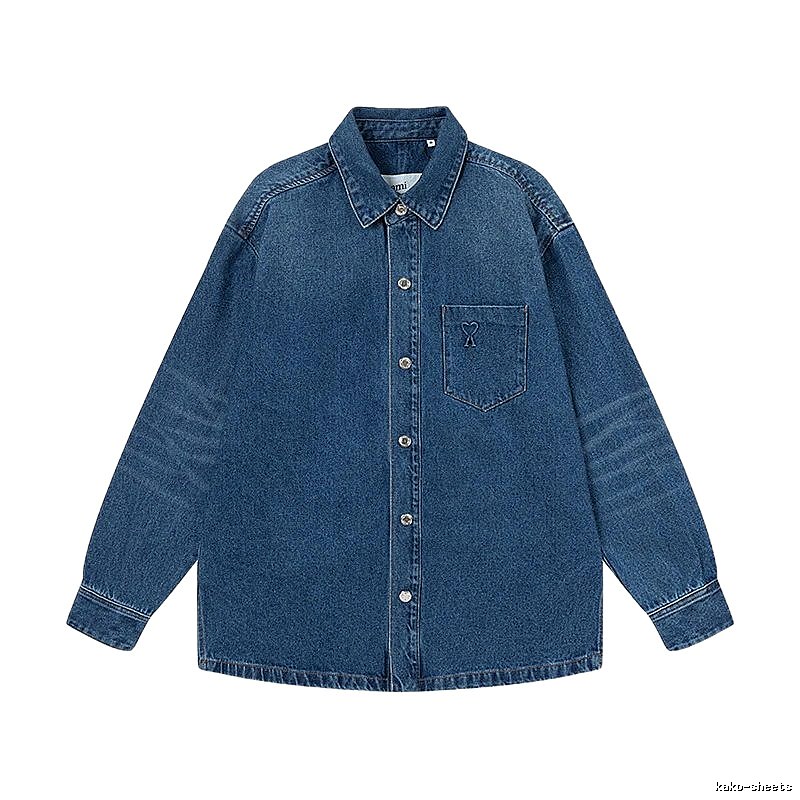 AMI Denim Style Dark Blue Shirt