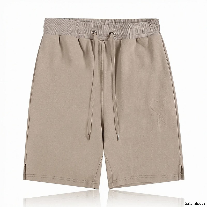 AMI Embroidered Trendy Brand Khaki Shorts