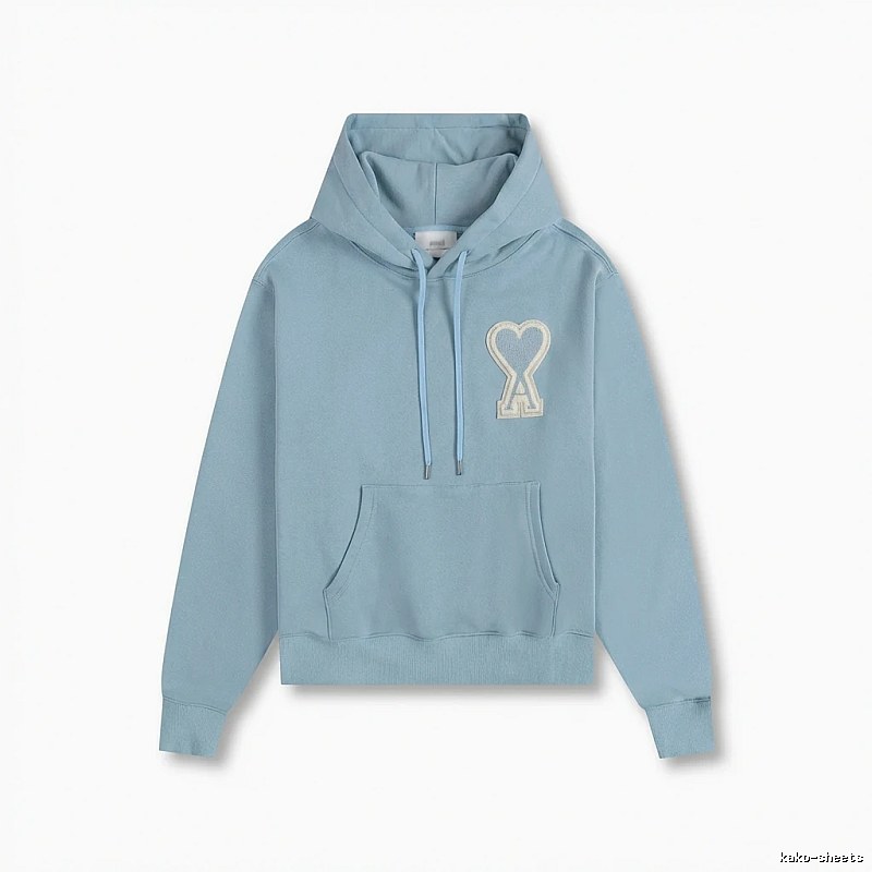 AMI Love Heart Pattern Light Blue Hoodie