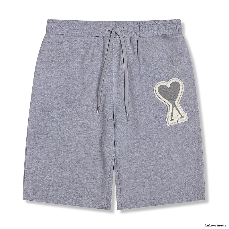 AMI Love Heart Pattern Light Gray Shorts