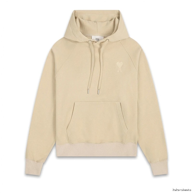 AMI Love Minimalist Style Beige Hoodie