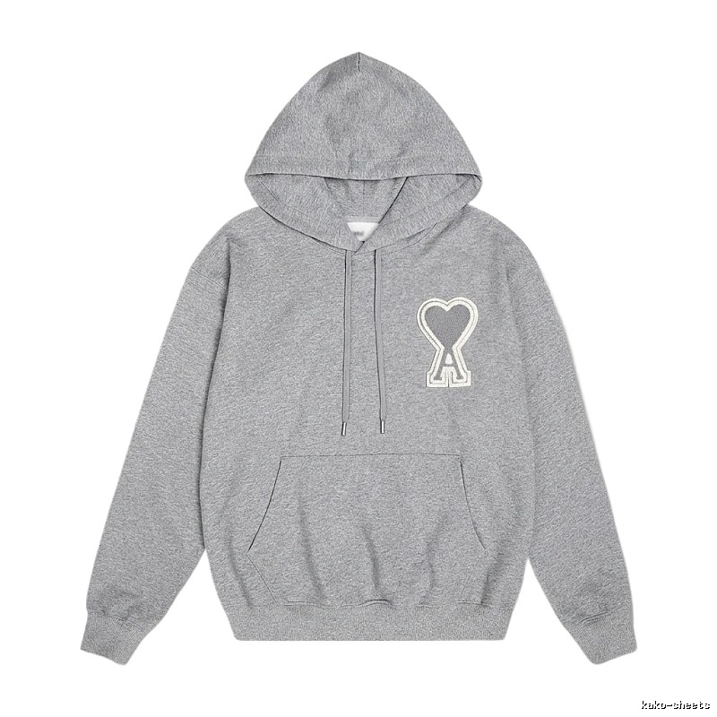 AMI Love Minimalist Style Grey Hoodie