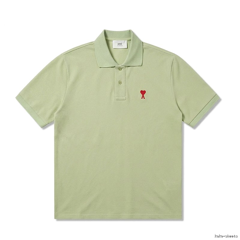 AMI Love Series Simple Style Light Green Polo Shirt