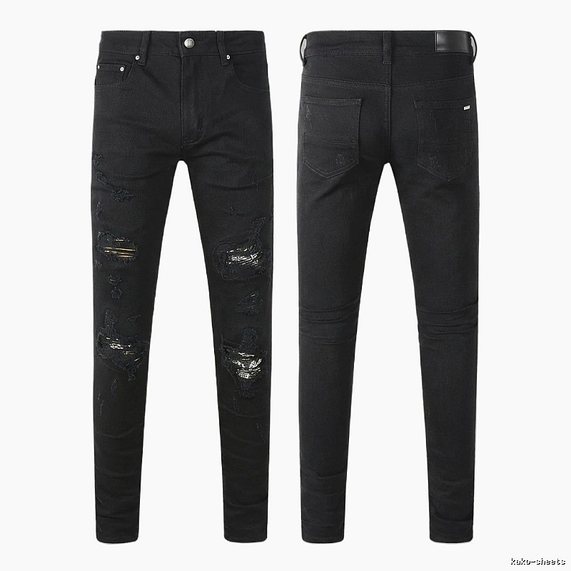 AMI Ripped Trendy Cool Black Jeans