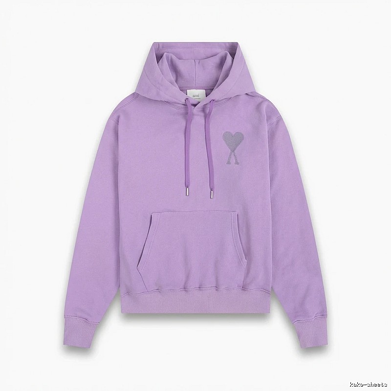 AMI series minimalist style purple hoodie