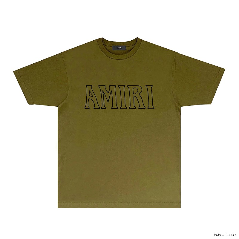 AMIRI Basic Style Minimalist Olive Green T-shirt