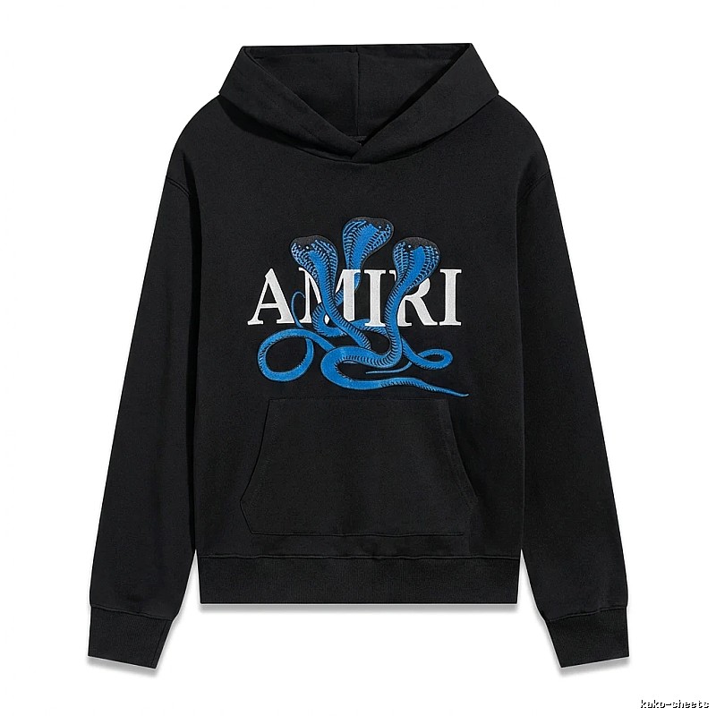 AMIRI black hoodie with snake - pattern printing