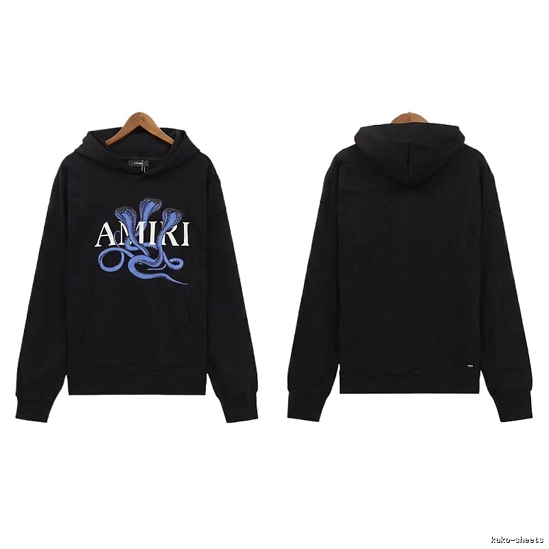 AMIRI Black Hoodie with Snake Print