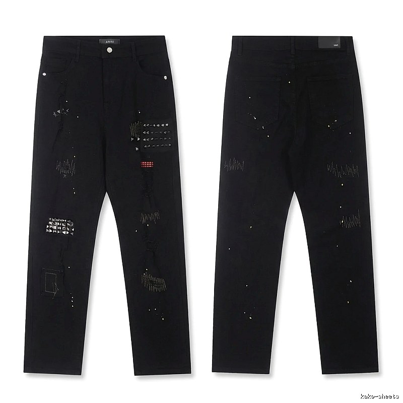 AMIRI Rivet Punk Style Black Pants