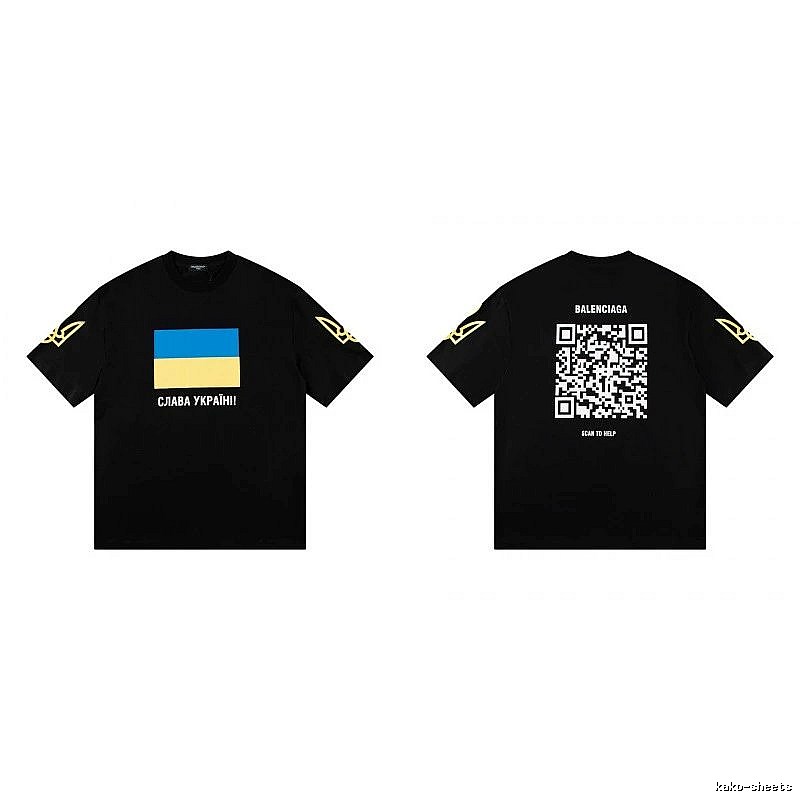 Balenciaga Charity Print Trendy Style Black Short-sleeve T-Shirt