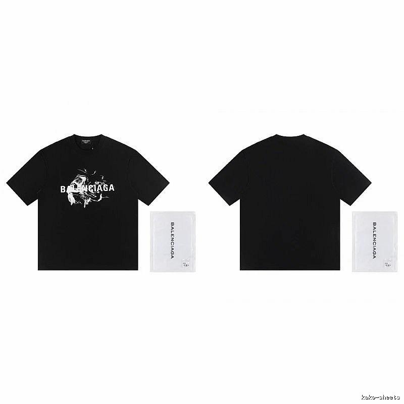 Balenciaga Distressed Print Cool Trendy Black T-Shirt