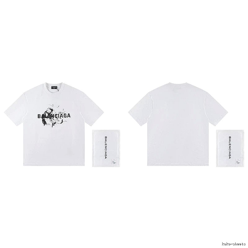 Balenciaga Graffiti Print Street Style White T-Shirt
