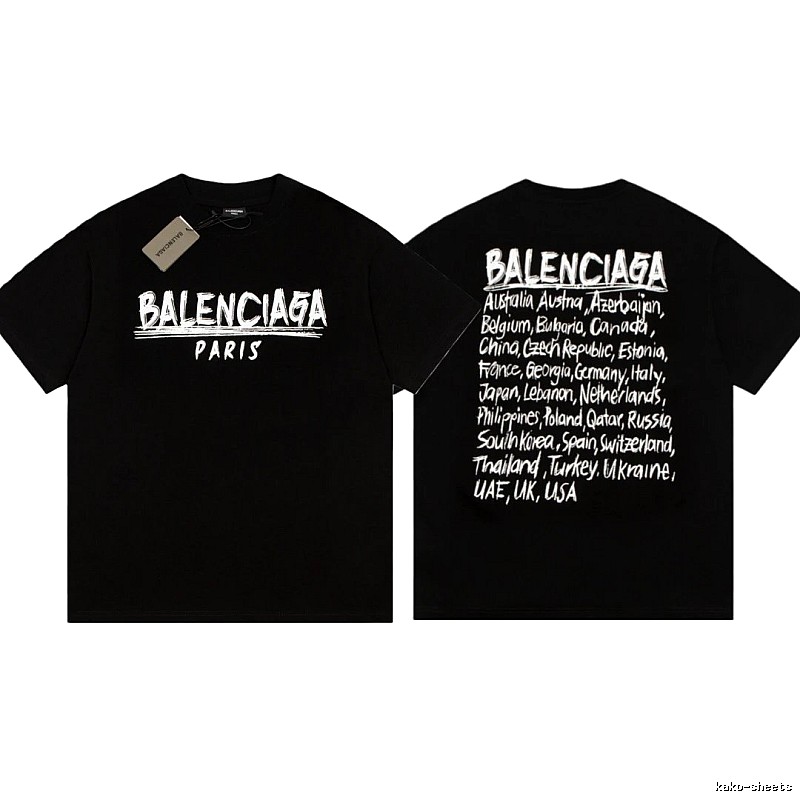 Balenciaga Graffiti Street Style Black Short Sleeve T-shirt