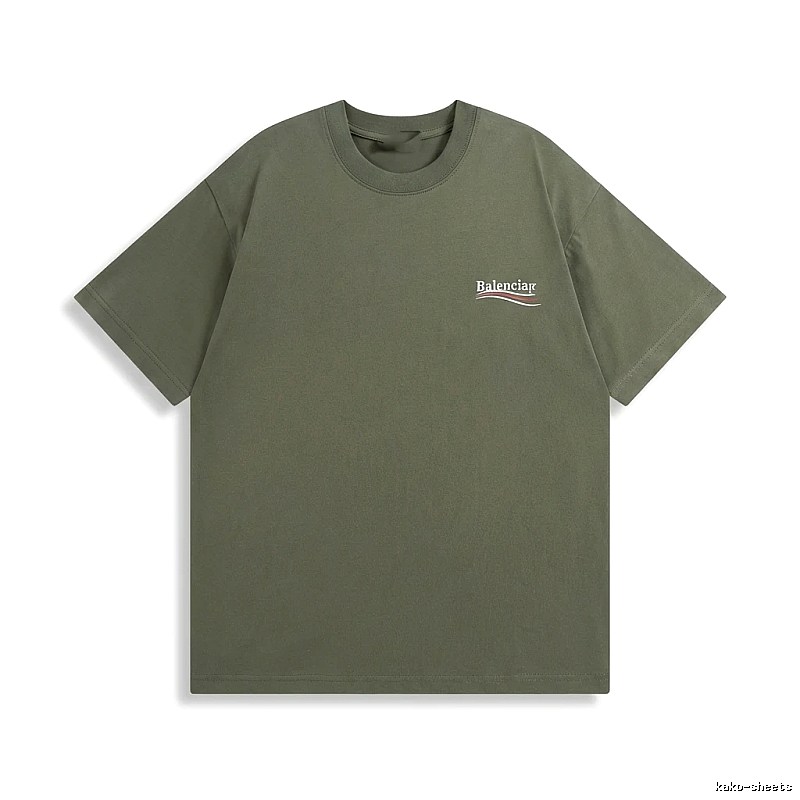 Balenciaga minimalist style olive green T-shirt
