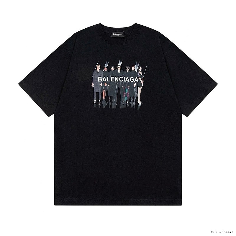 Balenciaga Portrait Print Trendy Black T-Shirt