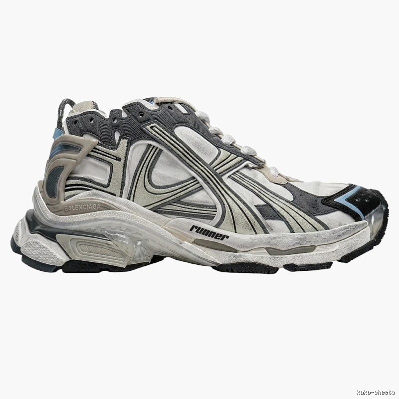 Balenciaga retro-style gray and white running shoes