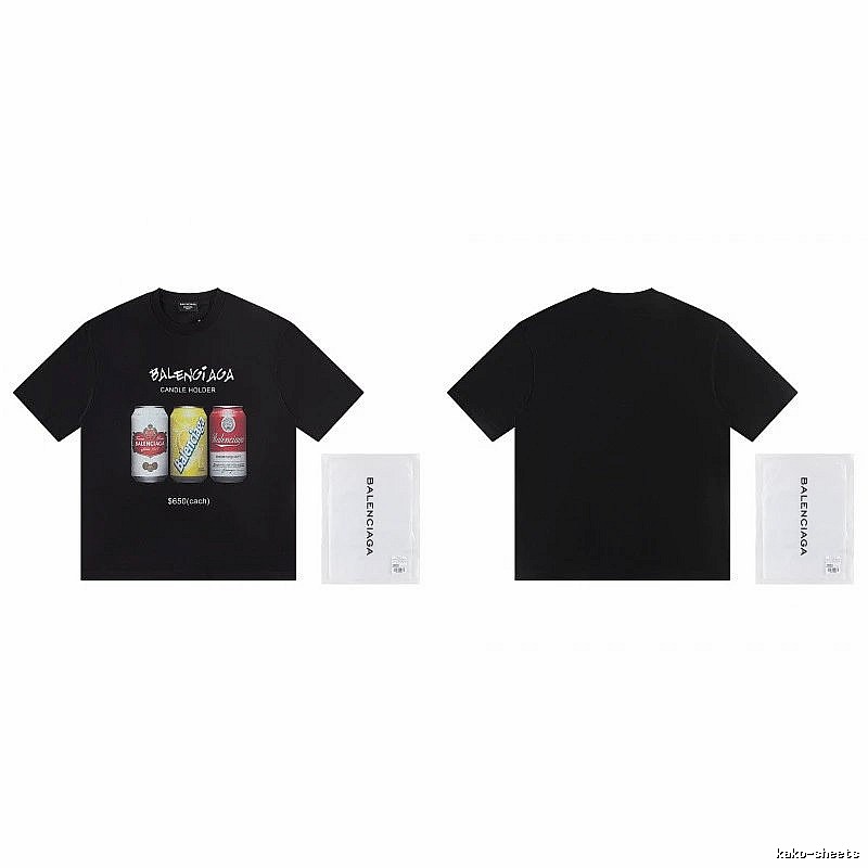 Balenciaga Street Style Black T-shirt with Coca-Cola Print