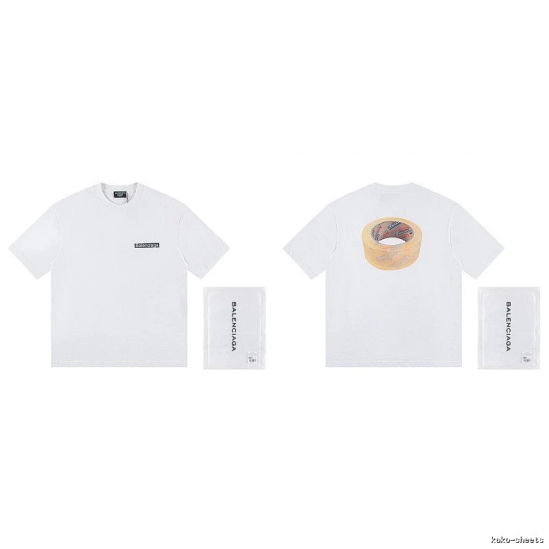 Balenciaga Tape Print Streetwear White T-Shirt