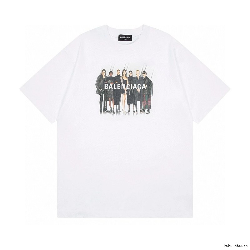 Balenciaga Trendy and Cool Style Portrait Print White T-shirt