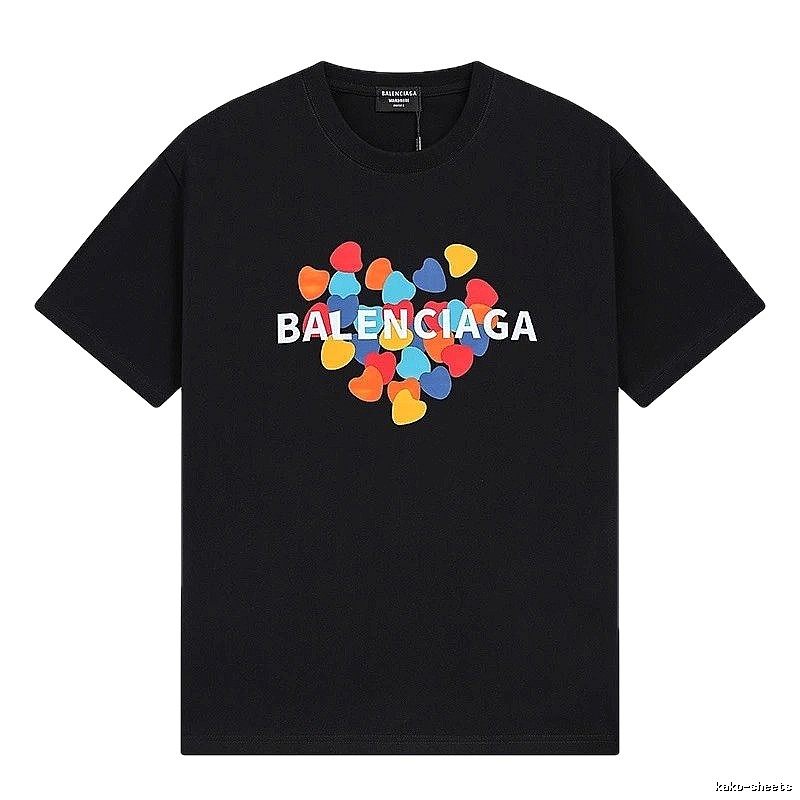 Balenciaga Trendy Black T-shirt with Heart Print