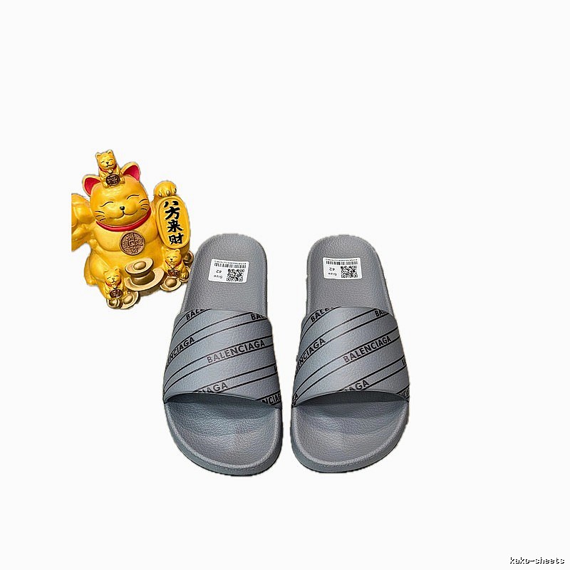 Balenciaga Twill-Printed Grey Streetwear Slides