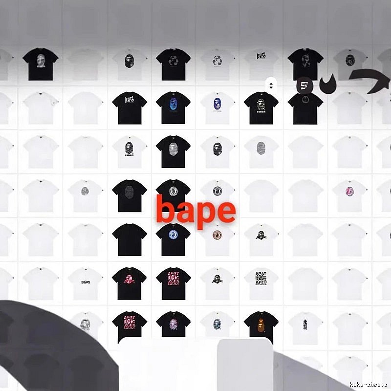 Bape Ape Head Black and White Trendy T-shirt
