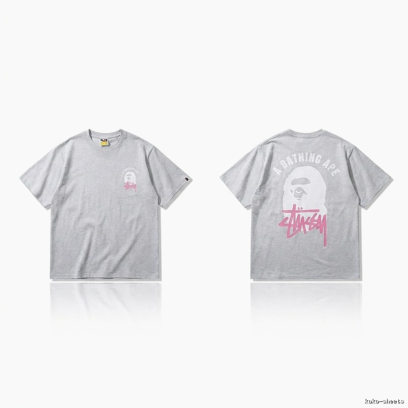 Bape Ape Head Trendy and Cool Style Gray T-shirt