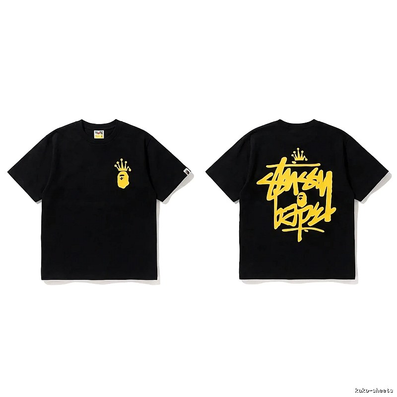 Bape Crown Graffiti Style Black T-shirt