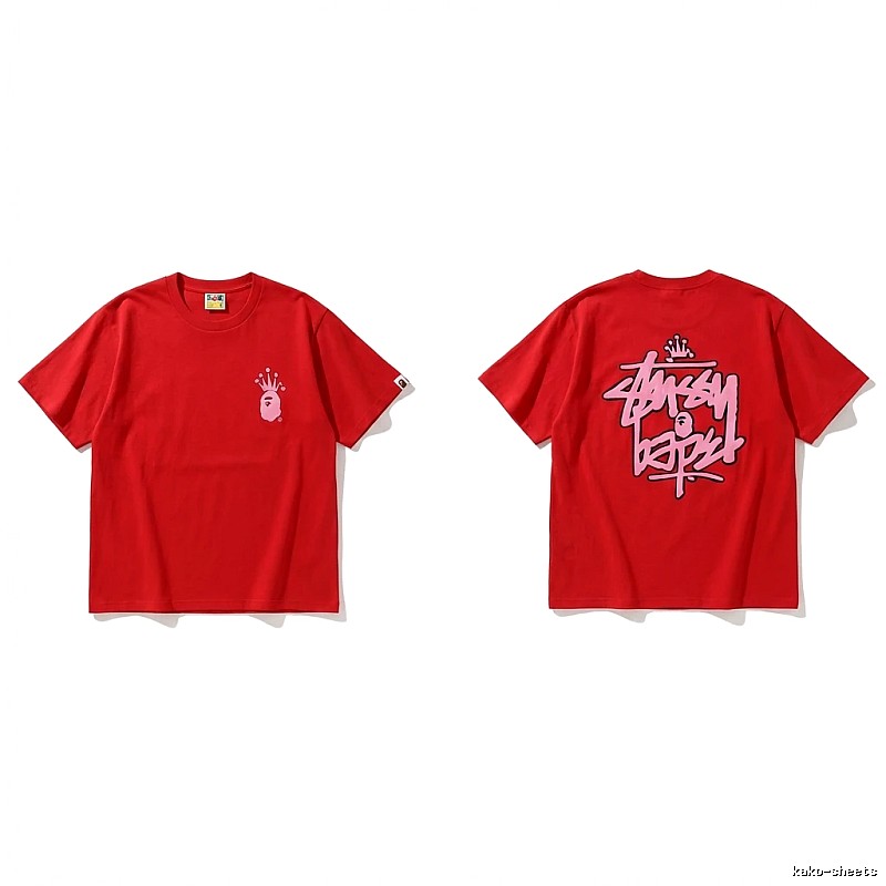 Bape Crown Series Red Trendy T-shirt