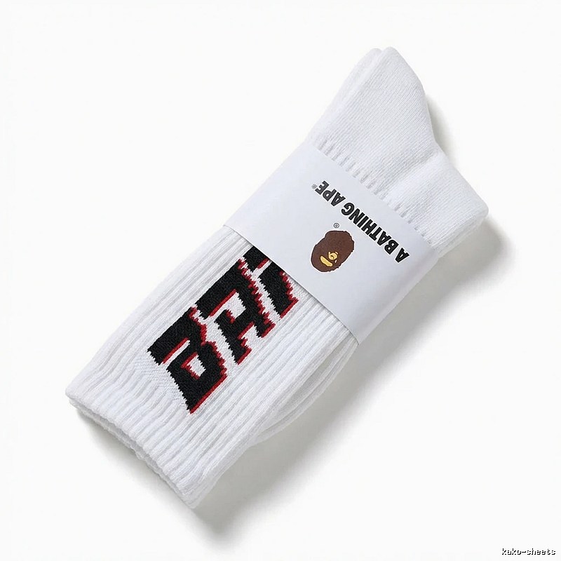 Bape letter trendy brand white socks