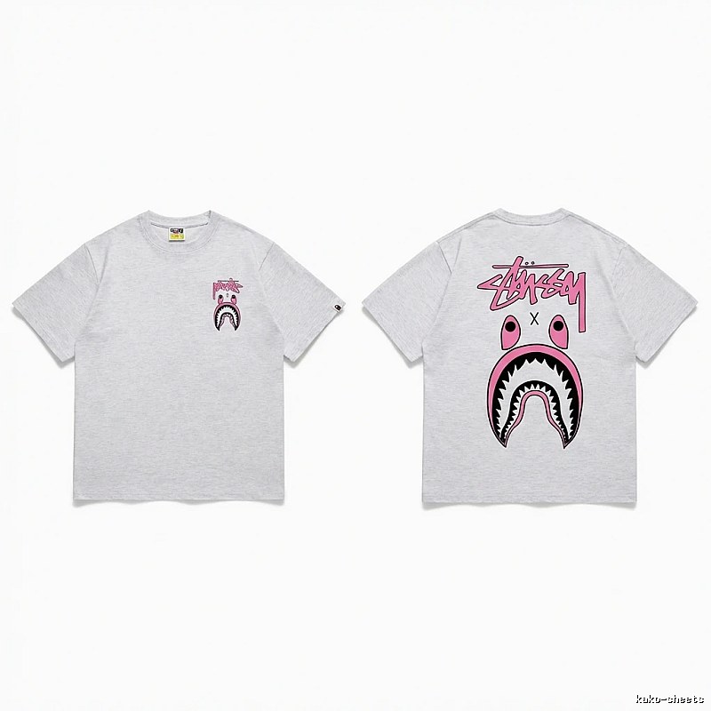 Bape Shark Co-branded Light Grey T-shirt