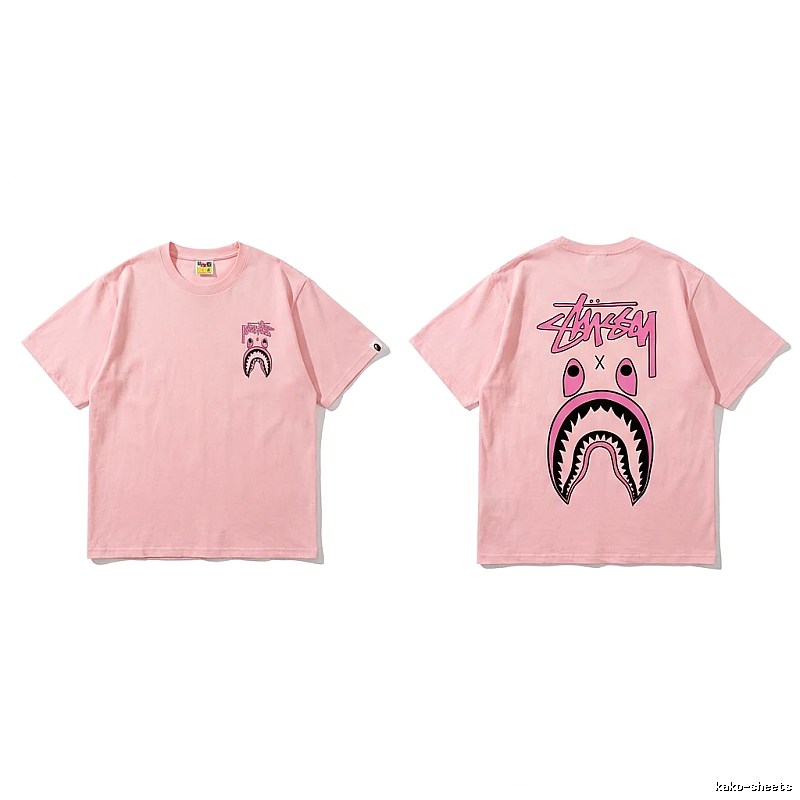 Bape Shark Pink Streetwear Short-sleeve Shirt