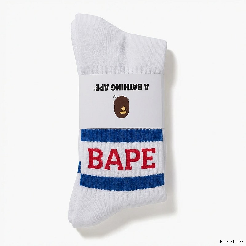 Bape striped trendy white socks