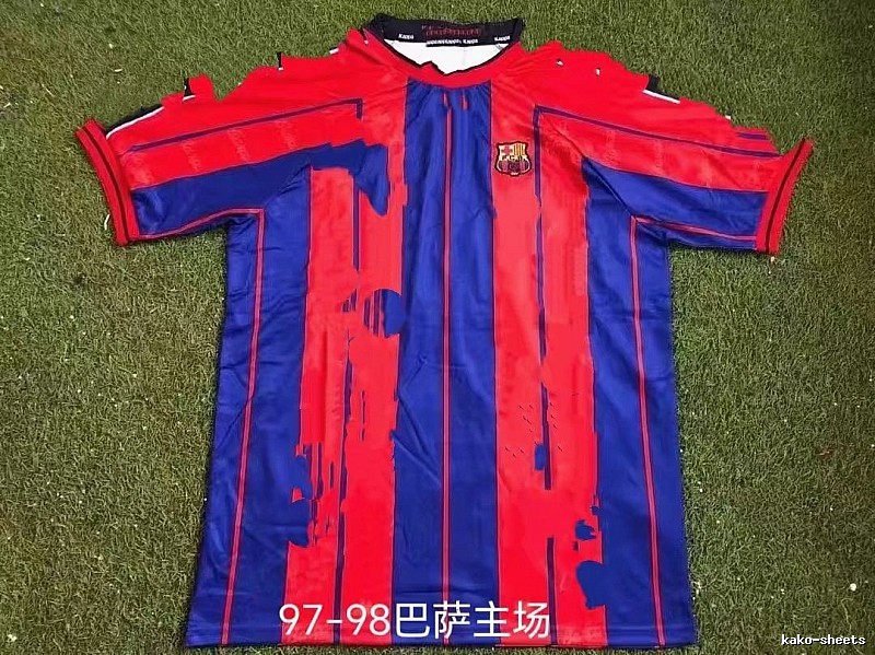 Barcelona Monogram Retro soccer jersey Blue Red Barcelona for Casual Outfits