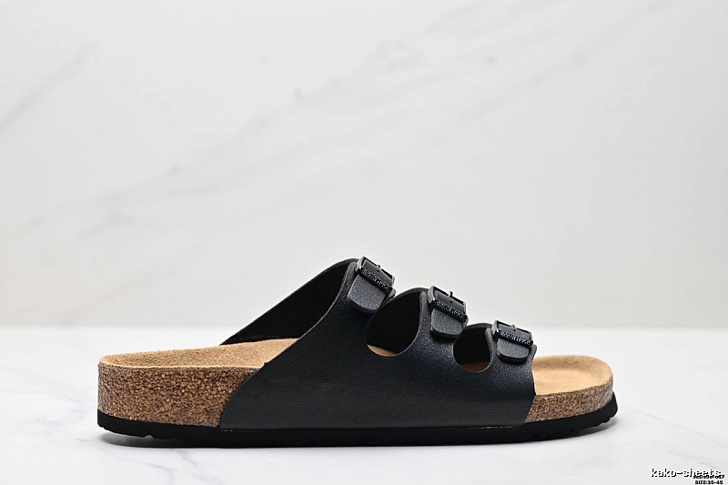BIRKENSTOCK Casual Three-Buckle Black Slides