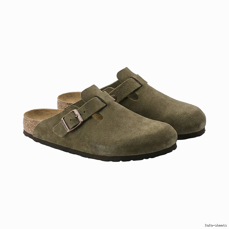 BIRKENSTOCK retro-style khaki slippers