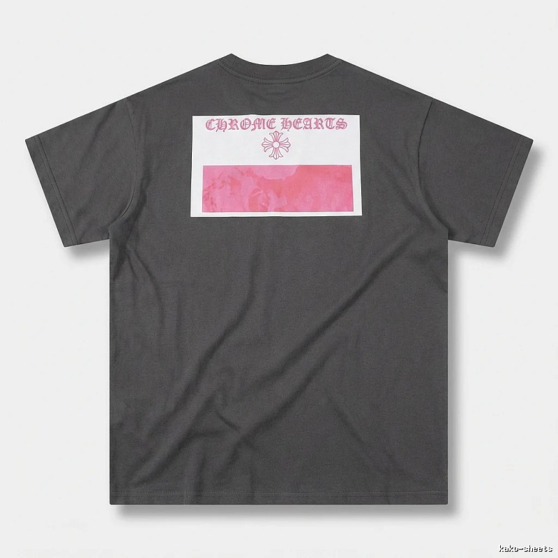 Black T-shirt with Chrome Hearts print style