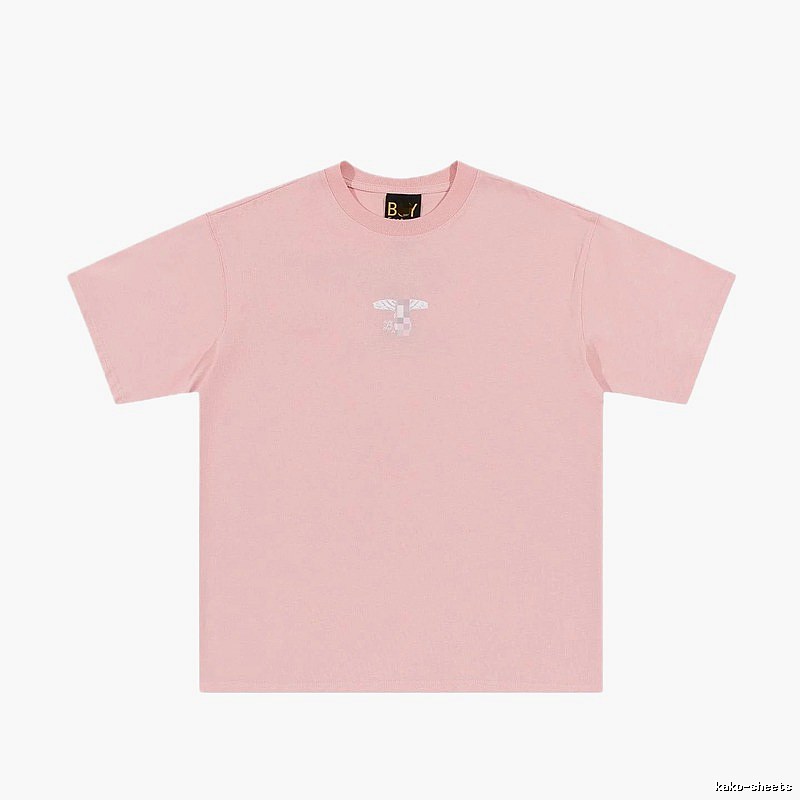 BOY Wing Print Street-style Pink Short Sleeve T-Shirt