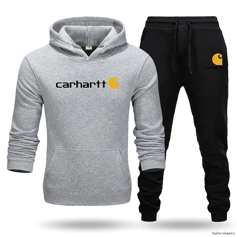 Carhartt trendy brand gray and black sportswear set